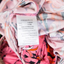 Pre Owned توب إيميليو بوتشي تريكو مطبوع متعدد الألوان بكشكشة وزخرفة L