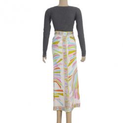 Pre Owned Emilio Pucci Blue Multi Print Maxi Skirt M