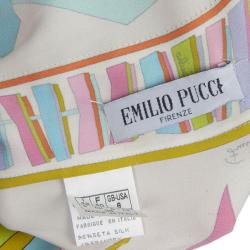 Pre Owned Emilio Pucci Blue Multi Print Maxi Skirt M