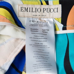 Pre Owned Emilio Pucci Multicolor Floral Printed Silk Wide Leg Pants M