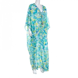 Emilio Pucci Multicolor Printed Cotton Silk Kaftan ( Free Size )