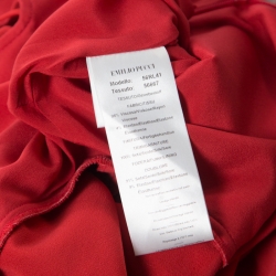 Pre Owned Emilio Pucci Red Tie-Up Detail Cady Flounce Dress S