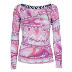 Emilio Pucci Long Sleeve Abstract Print Top M
