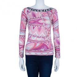 Emilio Pucci Long Sleeve Abstract Print Top M