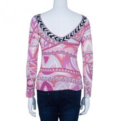 Emilio Pucci Long Sleeve Abstract Print Top M