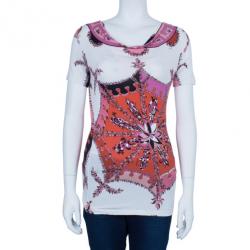 Pre Owned Emilio Pucci Abstract Printed Cotton Top M