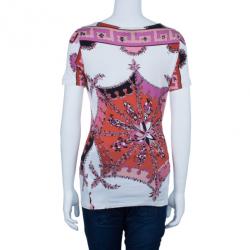 Pre Owned Emilio Pucci Abstract Printed Cotton Top M