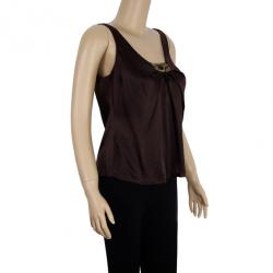 Pre Owned Emilio Pucci Satin Gathered Top M