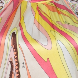Emilio Pucci Firenze Multicolor Abstract Print Silk Maxi Halter Dress M