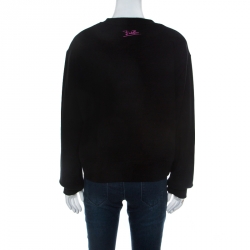 Pre Owned Emilio Pucci Black Cotton Knit Graphic Logo Print Sweatshirt L