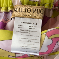 Emilio Pucci Multicolor Abstract Print Sheer Silk Elasticized Waist Trousers S