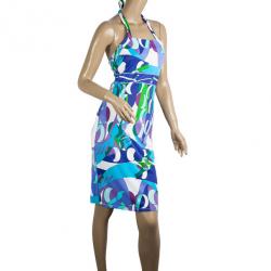 Pre Owned Emilio Pucci Printed Stretch Dress M