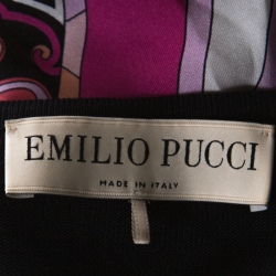 Pre Owned Emilio Pucci Pink & Black Signature Print Silk Sleeveless Top M
