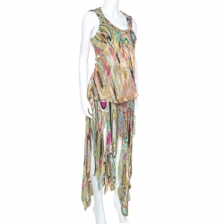 Emilio Pucci Multicolor Printed Metallic Weave Detail Embellished Skirt Set M