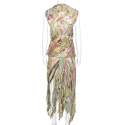 Emilio Pucci Multicolor Printed Metallic Weave Detail Embellished Skirt Set M