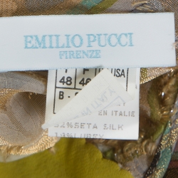 Emilio Pucci Multicolor Printed Metallic Weave Detail Embellished Skirt Set M