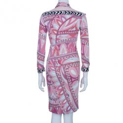 Pre Owned Emilio Pucci Pink Abstract Printed Shirt Dress S