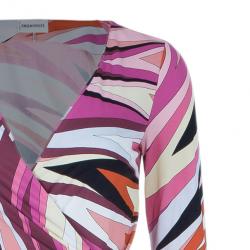 Emilio Pucci Pink Abstract Print Wrap Front Dress S