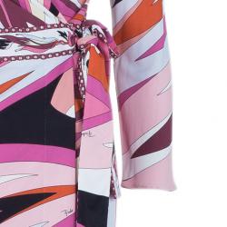 Emilio Pucci Pink Abstract Print Wrap Front Dress S