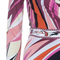 Emilio Pucci Pink Abstract Print Wrap Front Dress S
