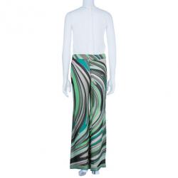 Pre Owned بنطال ايميليو بوتشي حرير مطبوع  أرجل عريضة M