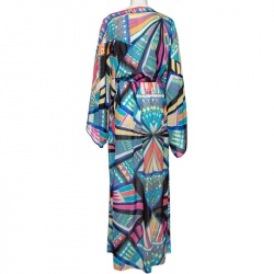 Emilio Pucci Multicolored Printed Chiffon Elasticized Waist Detailed Maxi Dress S