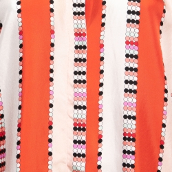 مملوكة مسبقًا Emilio Pucci Pink Multicolor Printed Silk Buttoned Tunic Top M