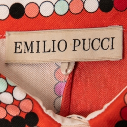 مملوكة مسبقًا Emilio Pucci Pink Multicolor Printed Silk Buttoned Tunic Top M