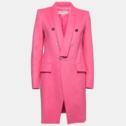 Emilio Pucci Pink Wool Button Embellished Coat S