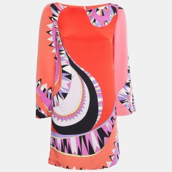 Emilio Pucci Multicolor Printed Silk Midi Dress S