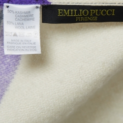 Emilio Pucci Blue Printed Cashmere Poncho One Size