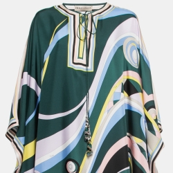 مملوكة مسبقًا Emilio Pucci Multicolor Oochi Print Silk Maxi Kaftan One Size