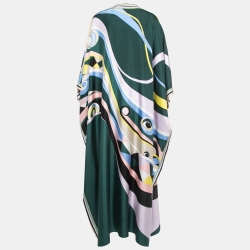 مملوكة مسبقًا Emilio Pucci Multicolor Oochi Print Silk Maxi Kaftan One Size
