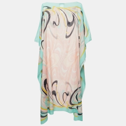 Emilio Pucci Multicolor Abstract Print Cotton Maxi Kaftan One Size
