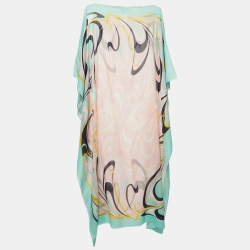 Emilio Pucci Multicolor Abstract Print Cotton Maxi Kaftan One Size