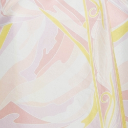 Pre Owned Emilio Pucci Pink/Yellow Abstract Print Silk Wrap Midi Dress M