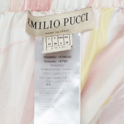 Pre Owned Emilio Pucci Pink/Yellow Abstract Print Silk Wrap Midi Dress M