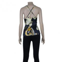 Pre Owned Emilio Pucci Beige Multicolor Silk Sleeveless Top M