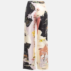 مملوكة مسبقًا Emilio Pucci Multicolor Printed Silk Straight Leg Trousers S