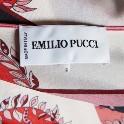 Pre Owned Emilio Pucci Ivory/Pink Floral Print Silk Kaftan Blouse S