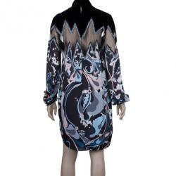 Pre Owned Emilio Pucci Printed Silk and Velvet Dress M