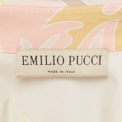Pre Owned Emilio Pucci Multicolor Printed Cotton Belted Shirt Dress M