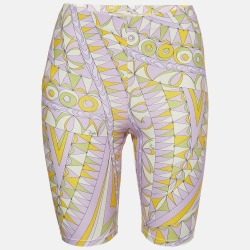 Emilio Pucci Purple Bandierine Print Jersey Biker Shorts M