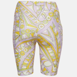 Emilio Pucci Purple Bandierine Print Jersey Biker Shorts M