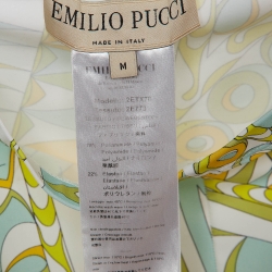 Pre Owned Emilio Pucci Green Bandierine Print Jersey Biker Shorts M