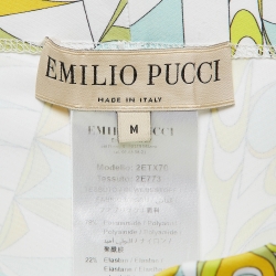 Pre Owned Emilio Pucci Green Bandierine Print Jersey Biker Shorts M