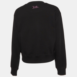 Pre Owned Emilio Pucci Black Printed Cotton Crewneck Sweatshirt M