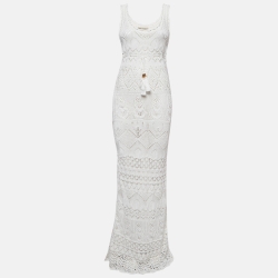 Patterned Crochet Tie-Up Detail Maxi Dress