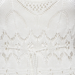 Pre Owned Emilio Pucci White Patterned Crochet Tie-Up Detail Maxi Dress M
