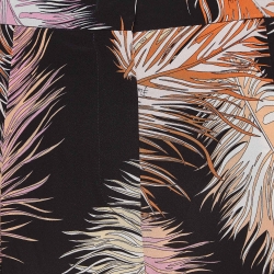 Pre Owned Emilio Pucci Black Feather Printed Silk Trouser S